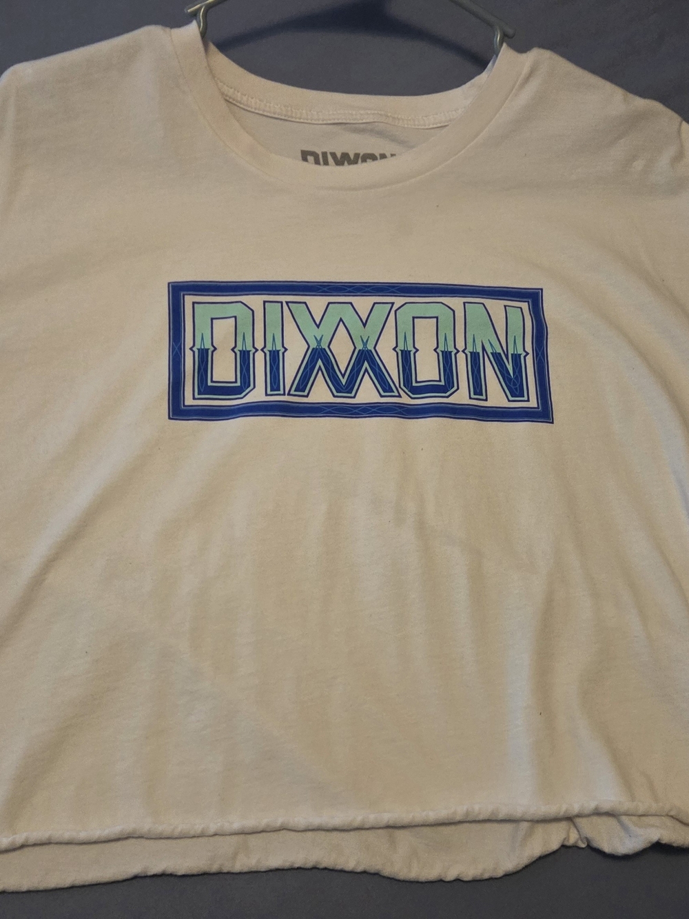 DIXXON Crop Top Short-Sleeve Logo Tee with Blue and Mint Accents